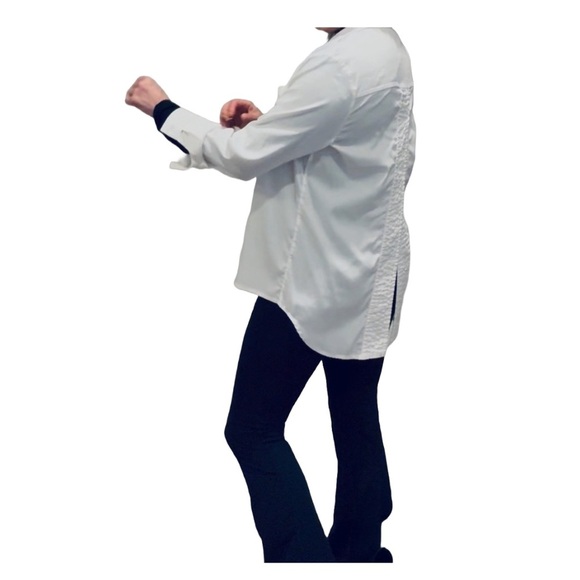 Define Your Inspiration- Women's White Button Down back Split Blouse - Picture 2 of 5